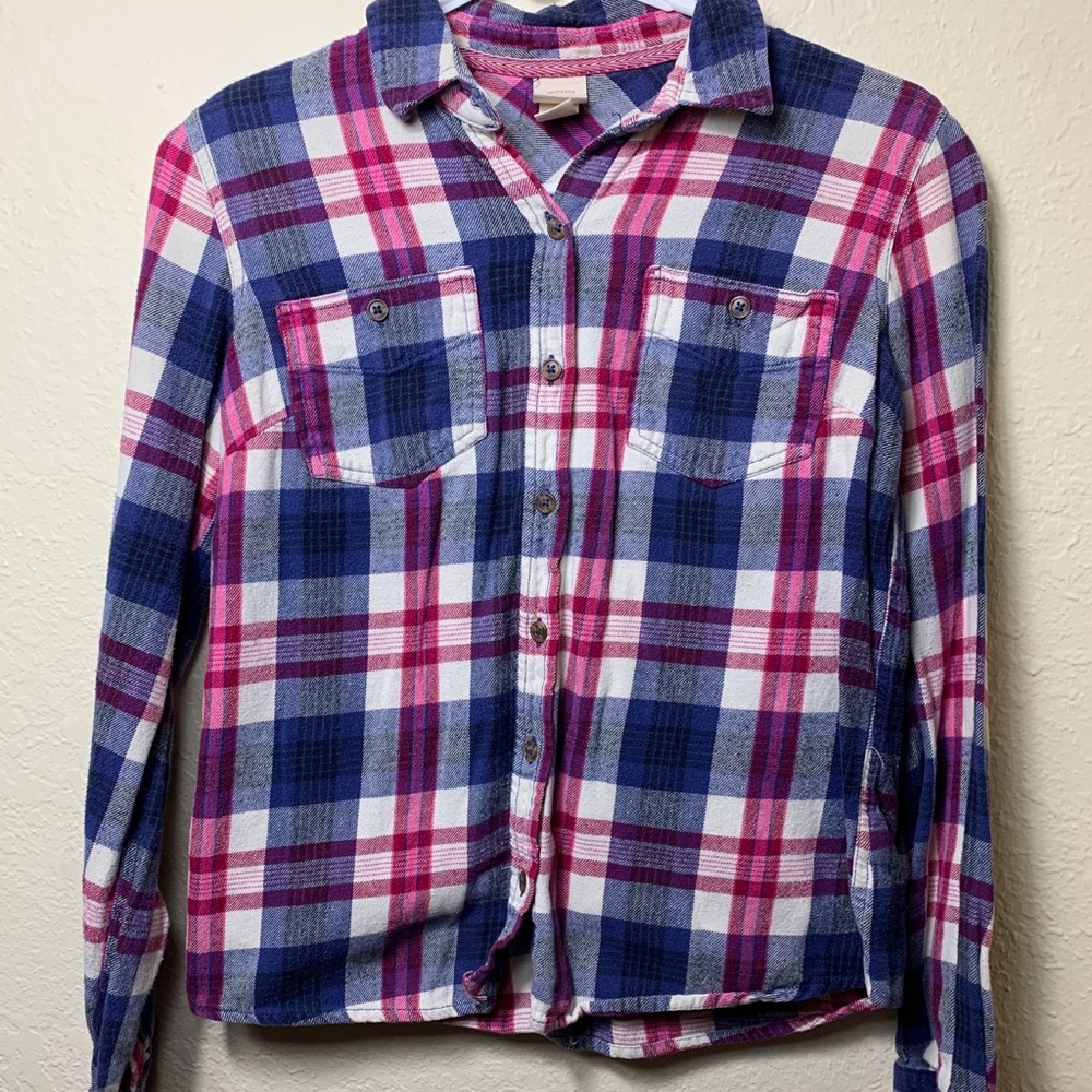 Blue and pink flannel shirt